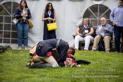 Aaron Bradford and Kyle Jenks perform “Soldiers at Valley Forge, 1777” at The Pursuit of History—Forging the Continental Army (19 May), Valley Forge National Historical Park (photo by Joe Tacynec)