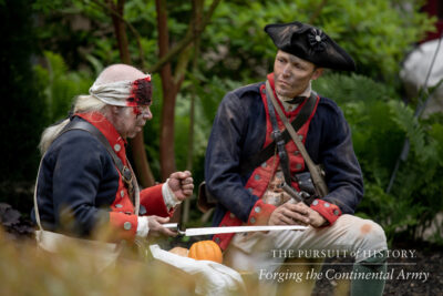 Aaron Bradford and Kyle Jenks perform “Soldiers at Valley Forge, 1777” at The Pursuit of History—Forging the Continental Army (19 May), Valley Forge National Historical Park (photo by Joe Tacynec)