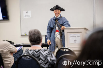 Aaron Bradford presenting “Savannah’s Braveheart—Georgia’s Unsung Hero of the American Revolution and Beyond” at History Camp Valley Forge 2023 (20 May 2023, photo by Joe Tacynec)